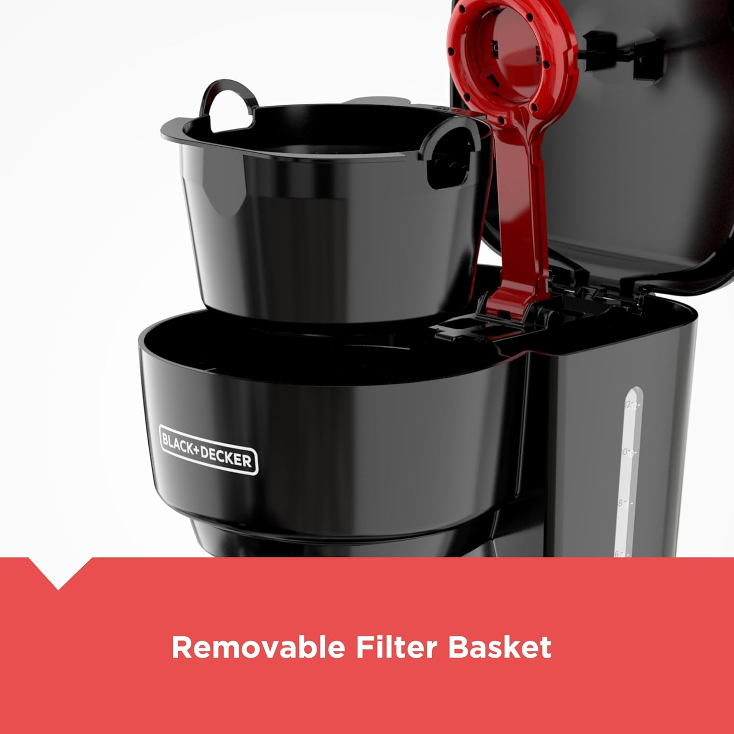 BLACK+DECKER 12-Cup Coffee Maker with Easy On/Off Switch, Easy Pour, Non-Drip Carafe with Removable Filter Basket, Vortex Technology, Black - Image 6